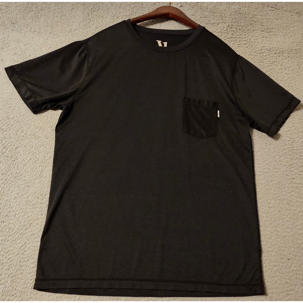 Vuori Mens Short Sleeve Pocket T-Shirt Black Heather Size Large